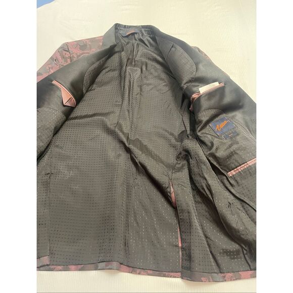 NWT Egara Men’s Black Plum Slim Fit Tuxedo Blazer Size 42R New - Picture 4 of 11